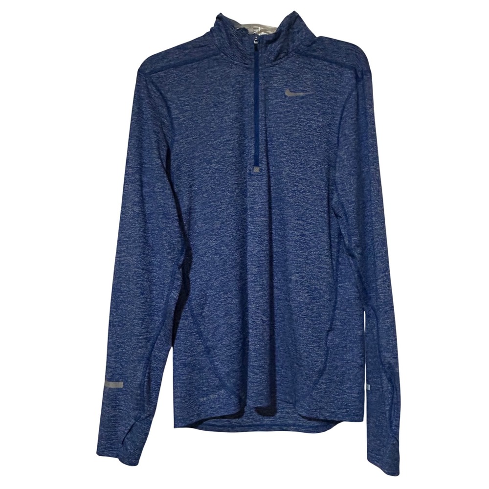 Nike Dri-FIT Running Pullover Top Women's Small Blue Heather Long Sleeve